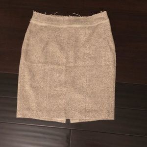 Tan and gold tweed pencil skirt